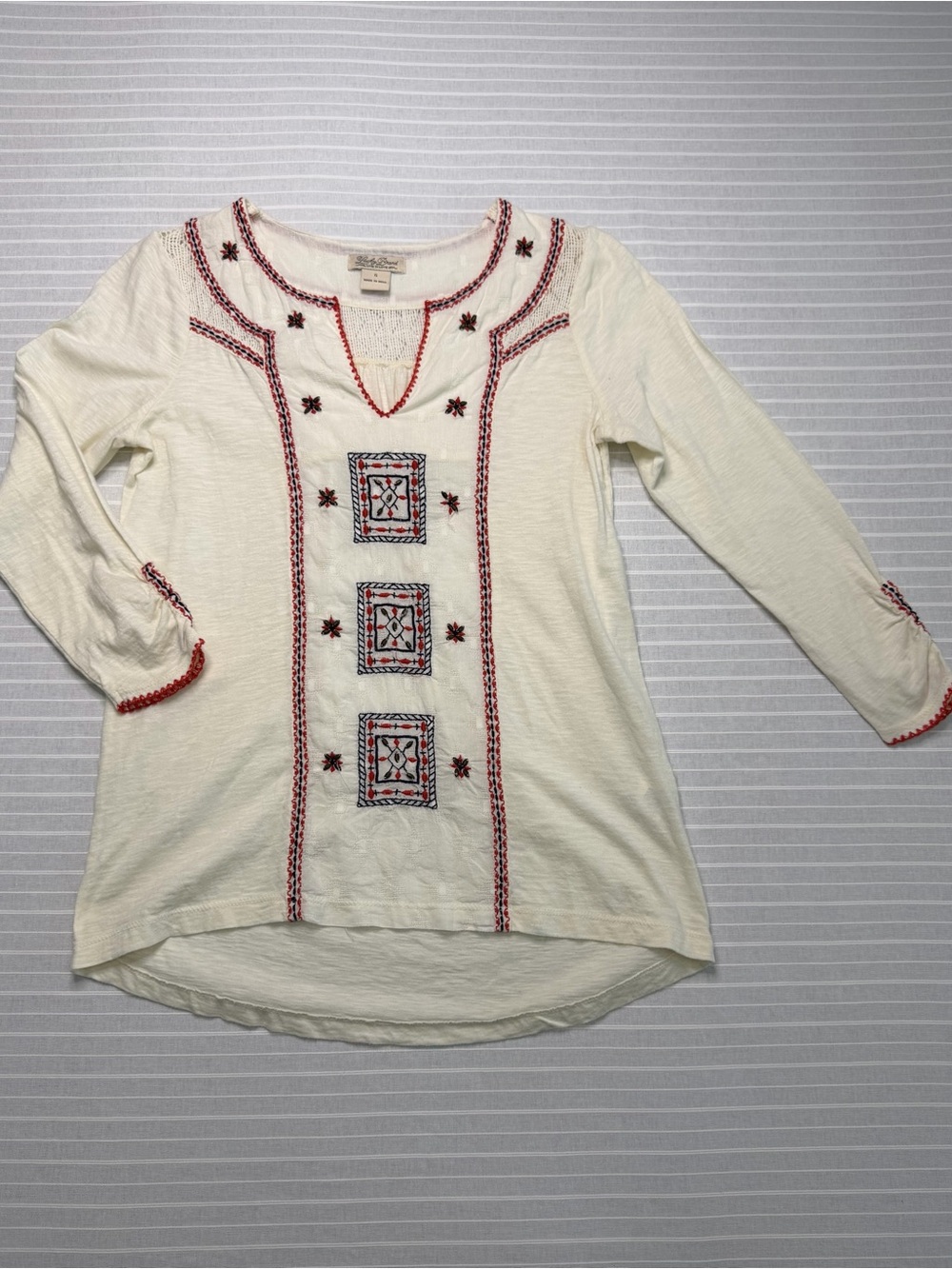 Lucky Brand Embroidered Boho Top – Size Small
